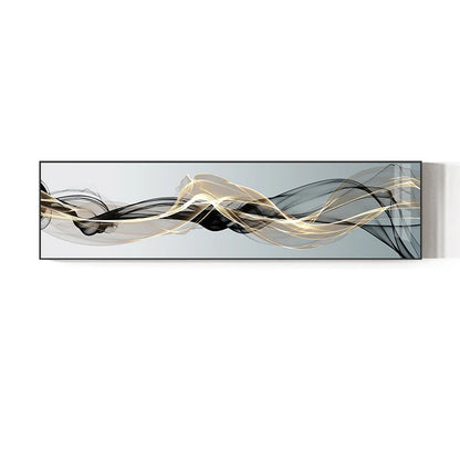 Abstract Flux Modern Industrial Wall Art Fine Art Canvas Print Black Yellow Wide Format Picture For Loft Living Room Home Office Interior Wall Art Decor