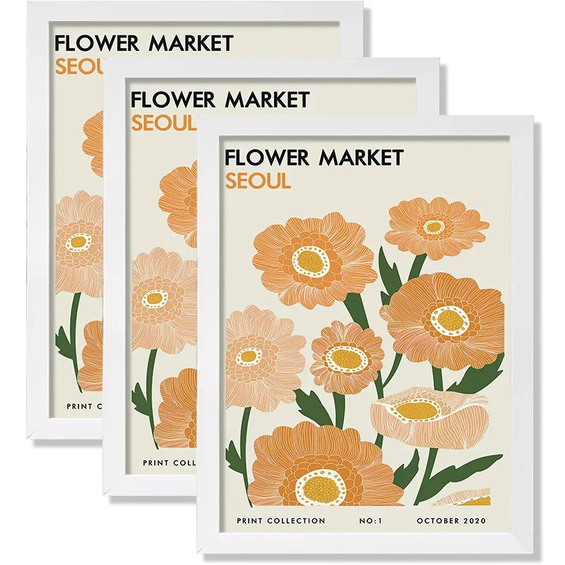 Set of 3Pcs Wood Picture Frame A3 A4 Size - Modern and Stylish Frame for Canvas Prints, Posters and Photo Wall Art - Black, White, Natural Wood Colors