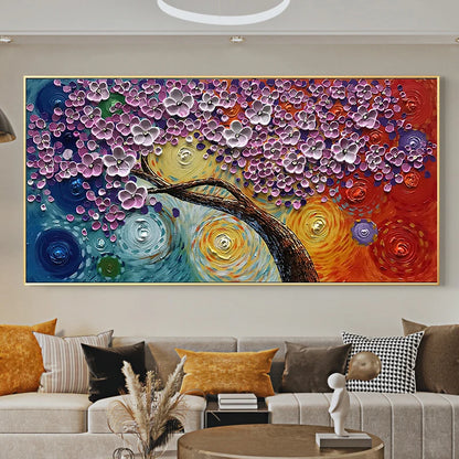 Modern Abstract Floral Oil Painting Fine Art Canvas Print Large Format Wall Art White Petal Flower Pictures For Living Room Bedroom Art Decor