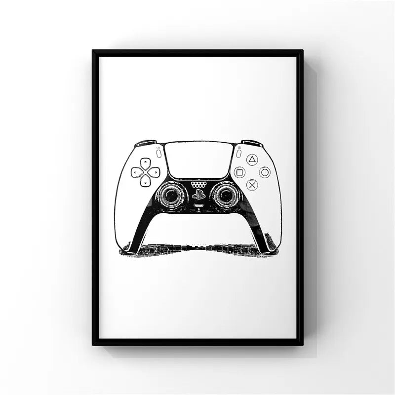 Black & White Gamer Posters Minimalist Wall Art Fine Art Canvas Prints Trendy Pictures For Kid's Room Gamers Room Wall Art Decor