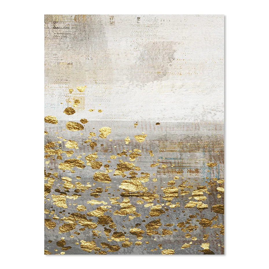 Beige Gray Golden Speckled Vintage Abstract Wall Art Fine Art Canvas Prints Contemporary Pictures for Elegant Interiors