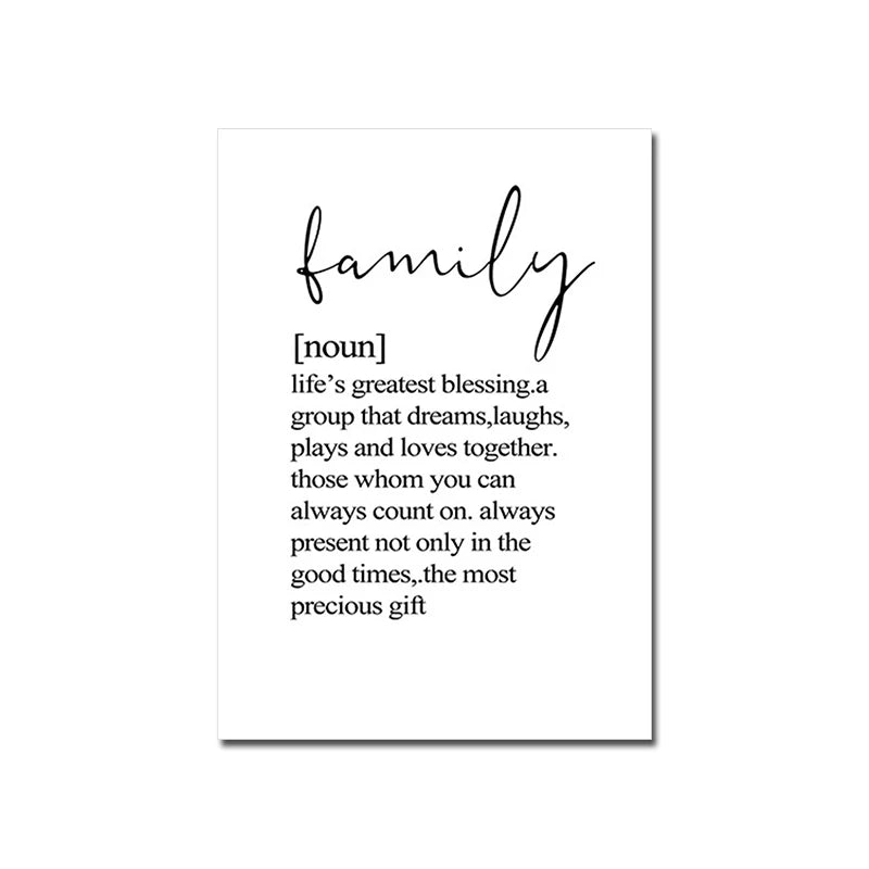 Love Family Home Happy Quotes Posters Canvas Prints Wall Art Black White Minimalist Quotation Pictures For Kitchen Living Room Family Room Home Decor