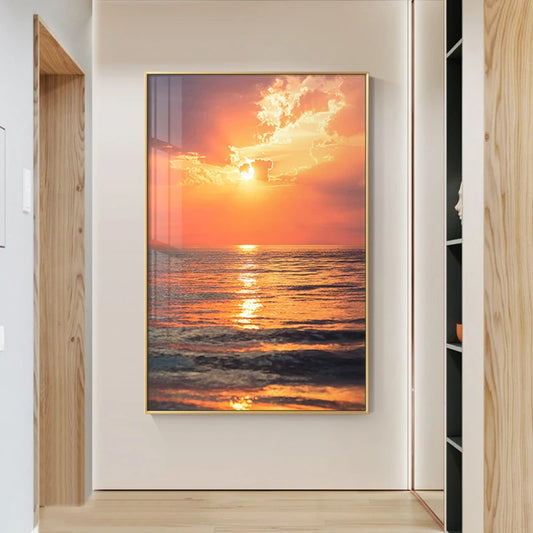 Seascape Sunrise Modern Landscape Wall Art Fine Art Canvas Prints Pictures Of Calm For Living Room Dining Room Home Office Hotel Room Art Decor
