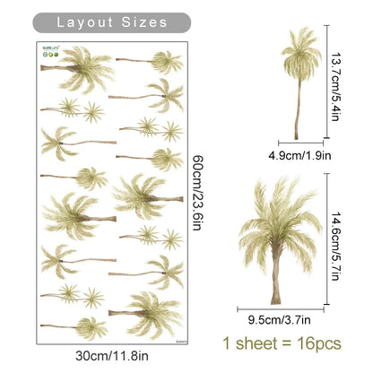 Coconut Palm Tree Wall Stickers For Living Room Removable Peel & Stick PVC Wall Decals For Kid's Room Nursery Room Creative DIY Home Decor