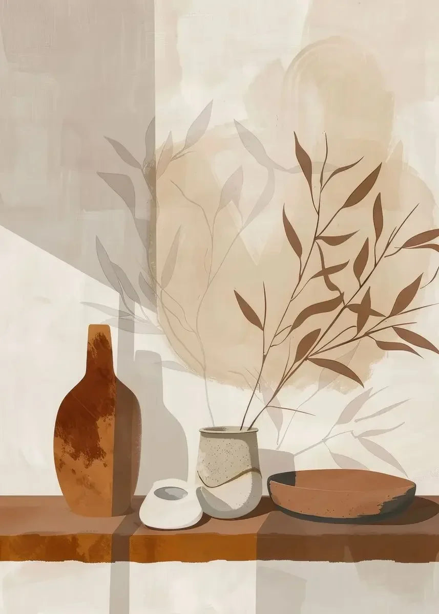 Rustic Abstract Botanical Still Life Floral Wall Art Fine Art Canvas Print For Modern Living Room Dining Room Kitchen Art Decor