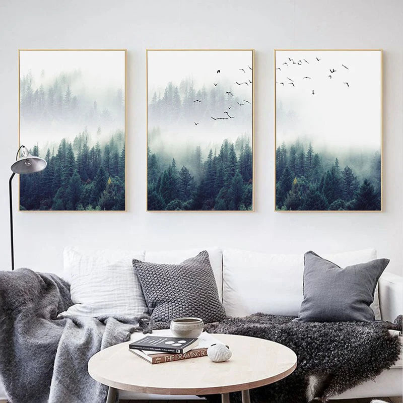 Inspirational Mystical Forest Landscape Posters Nordic Nature Canvas Wall Art Prints Paintings For Offices, Salons and Modern Home Decor