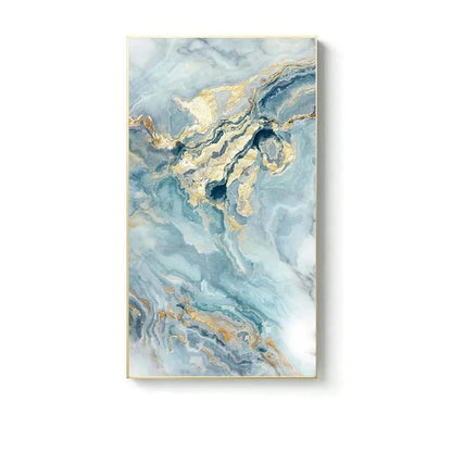 Blue Golden Liquid Marble Essence Wall Art Fine Art Canvas Prints Pictures For Modern Apartment Luxury Living Room Art Decor