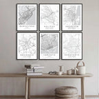 Horsforth. Toronto. Rochdale. Halifax. Oxford. New Delhi. Munich. Barcelona. Salisbury. Sunderland. Cities Travel Map Poster