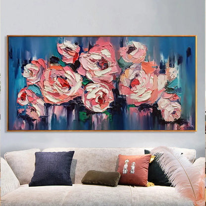 Modern Abstract Floral Oil Painting Fine Art Canvas Print Large Format Wall Art White Petal Flower Pictures For Living Room Bedroom Art Decor