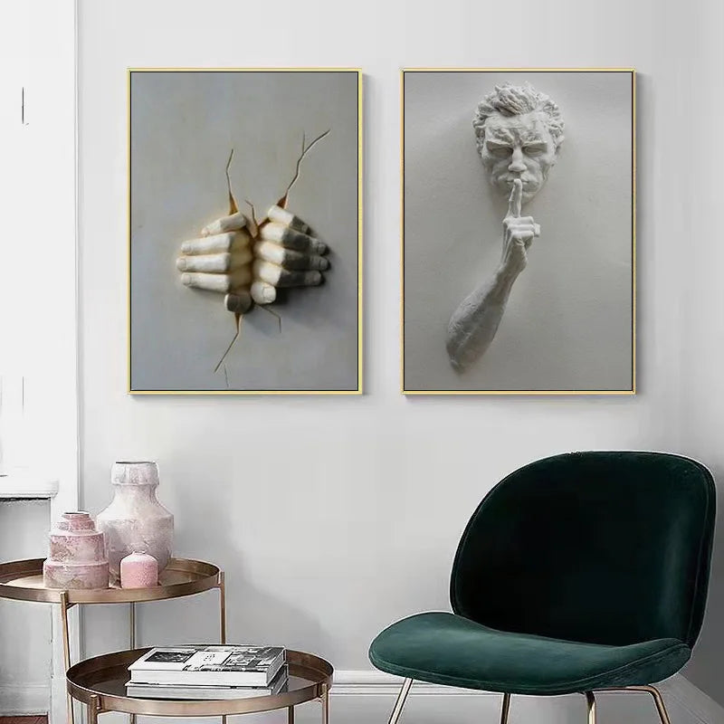 Modern Urban Abstract Iron Statue Wall Art Fine Art Canvas Prints 3d Visualization Figure Art Pictures For Minimalist Apartment Wall Decor