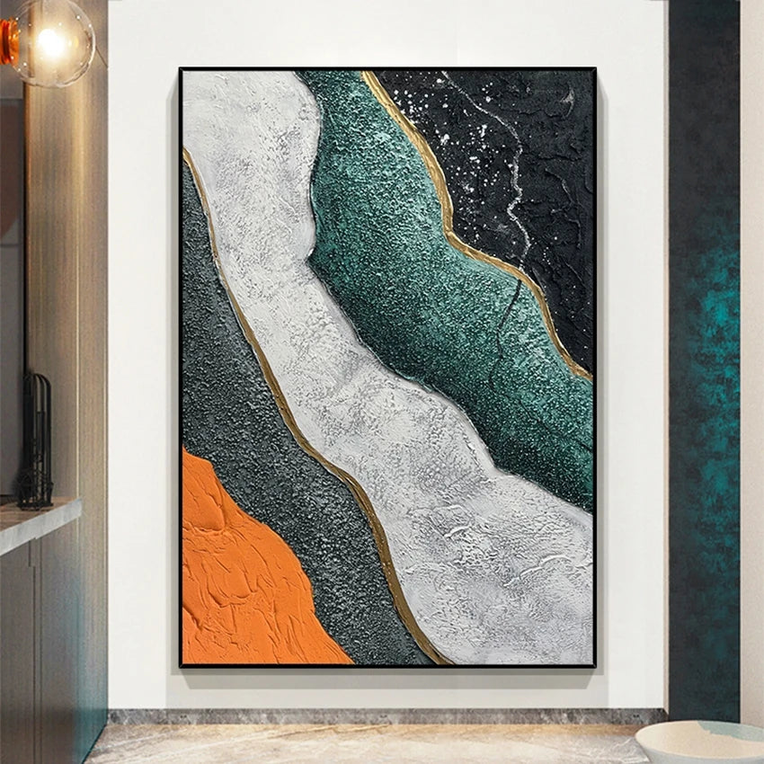 * Hand Painted * Modern Abstract Art Large Format Acrylic Oil Painting For Living Room Entrance Hall Foyer Art Decor - Unique Handmade Canvas Painting