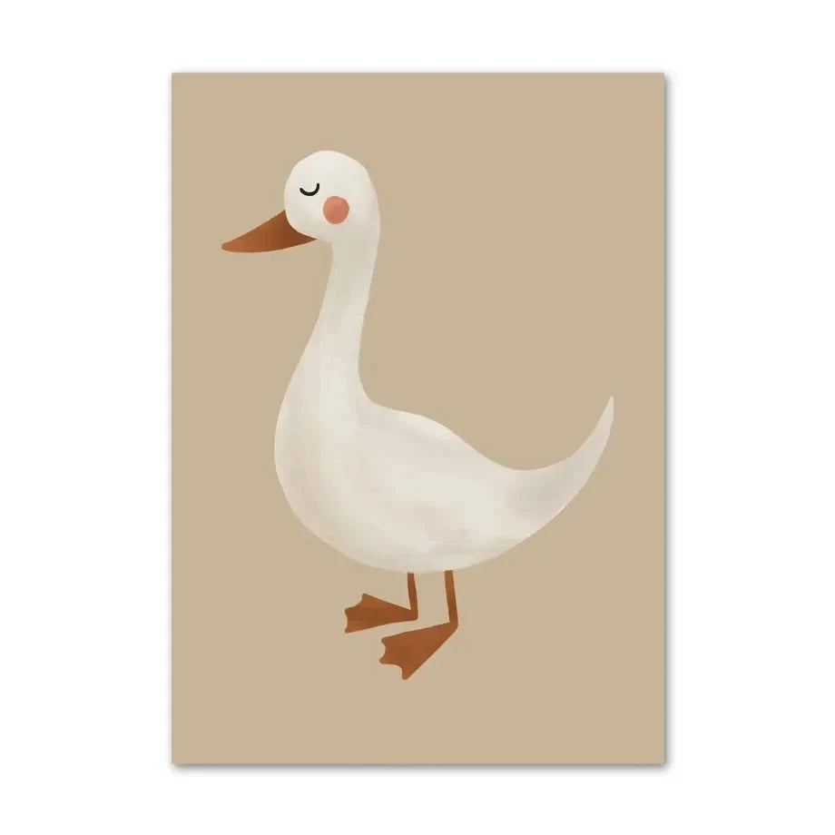 Cute Baby Animals Nursery Wall Art Illustrations Fine Art Canvas Prints Geese Mouse Lion Polar Bear Poster Pictures For Baby's Room Wall Decor