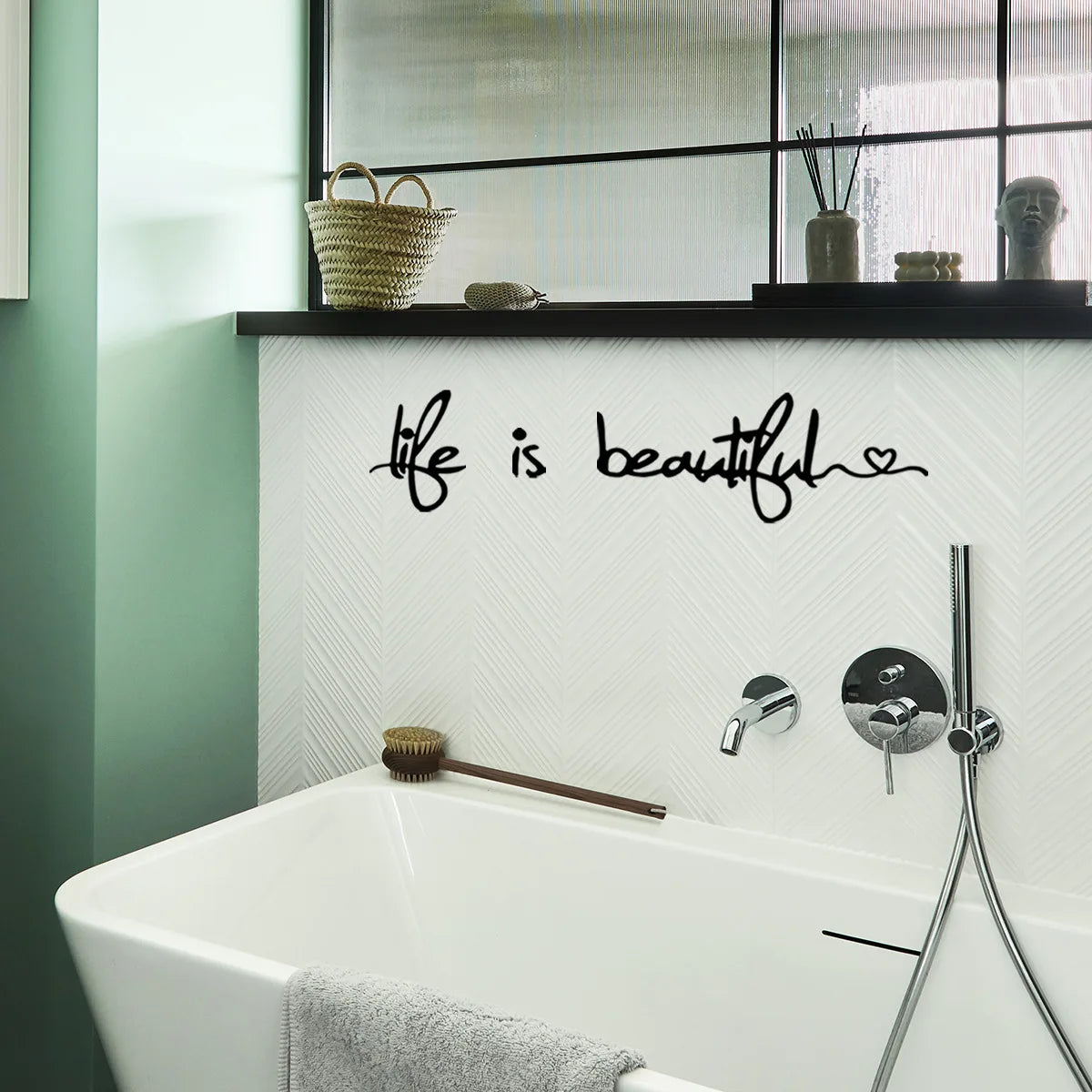 Beautiful Life Inspirational Wall Sticker Removable Peel and Stick Daily Mantra Wall Decal Creative DIY Home Decor For Living Room Bedroom Dining Room