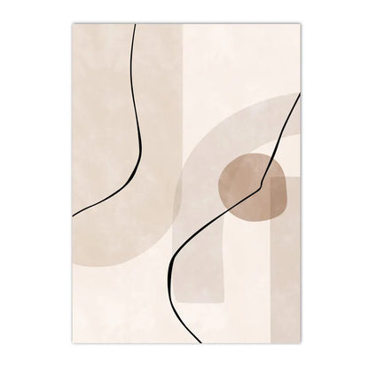 Subtle Beige Abstract Shape and Line Wall Art Fine Art Canvas Prints Pictures For Living Room Bedroom Nordic Art For Contemporary Interiors