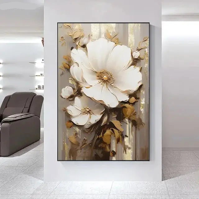 Big White Floral Wall Art Fine Art Canvas Prints Modern Botany Pictures For Living Room Dining Room Entrance Hallway Wall Decoration