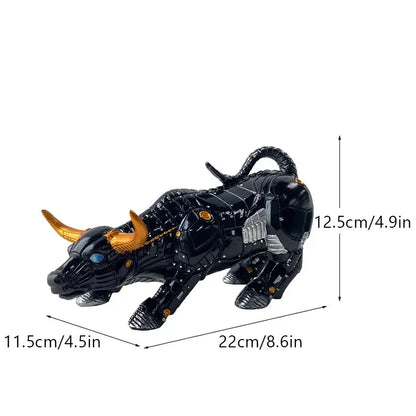 Golden Wall Street Bull Resin Statue Creative Feng Shui Ornaments Fortune Statue Wealth Figurines For Office Interior Desktop Decoration