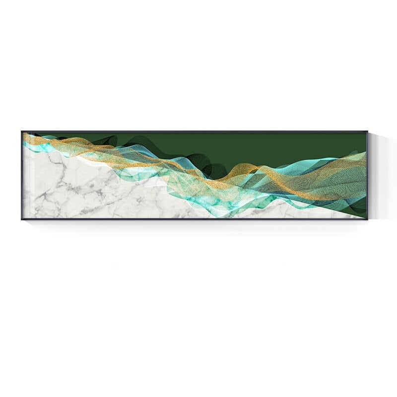 Flowing Lines Abstract Geometric Wide Format Wall Art Fine Art Canvas Print For Living Room Bedroom Picture For Above The Bed