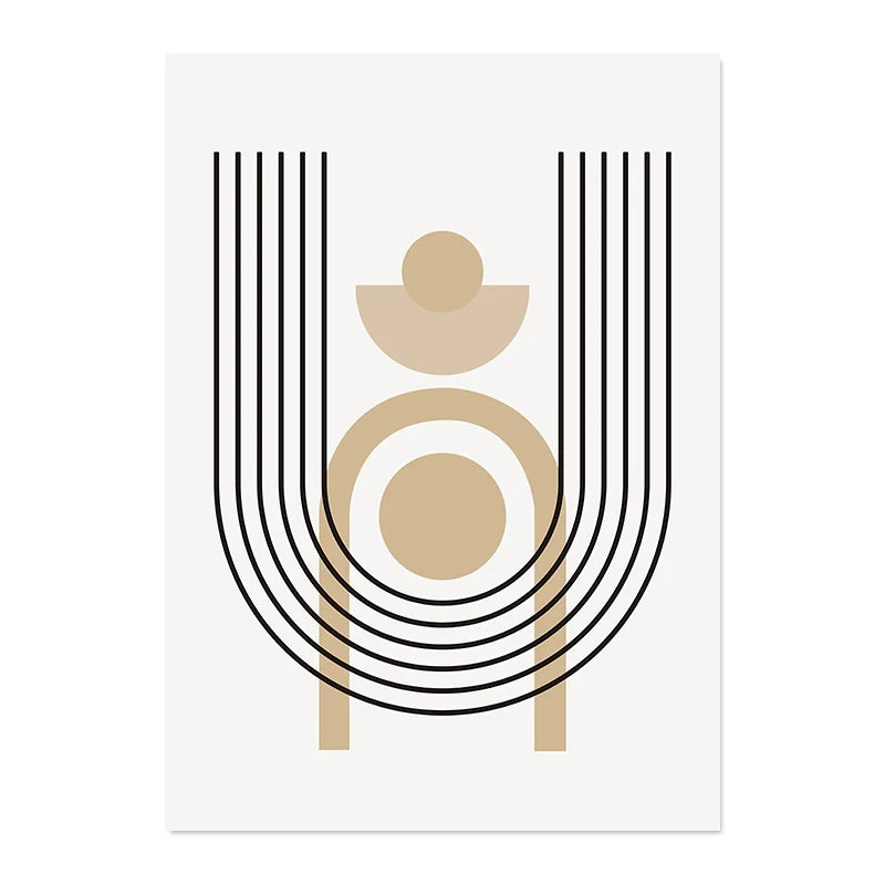 Modern Abstract Wall Art Geometric Line Shape And Form Fine Art Canvas Prints Black Beige Terracotta Pictures For Living Room Decor