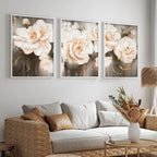 Pink Beige Petals Big Floral Wall Art Fine Art Canvas Prints Elegant Abstract Botanical Pictures For Living Room Bedroom Art Decor