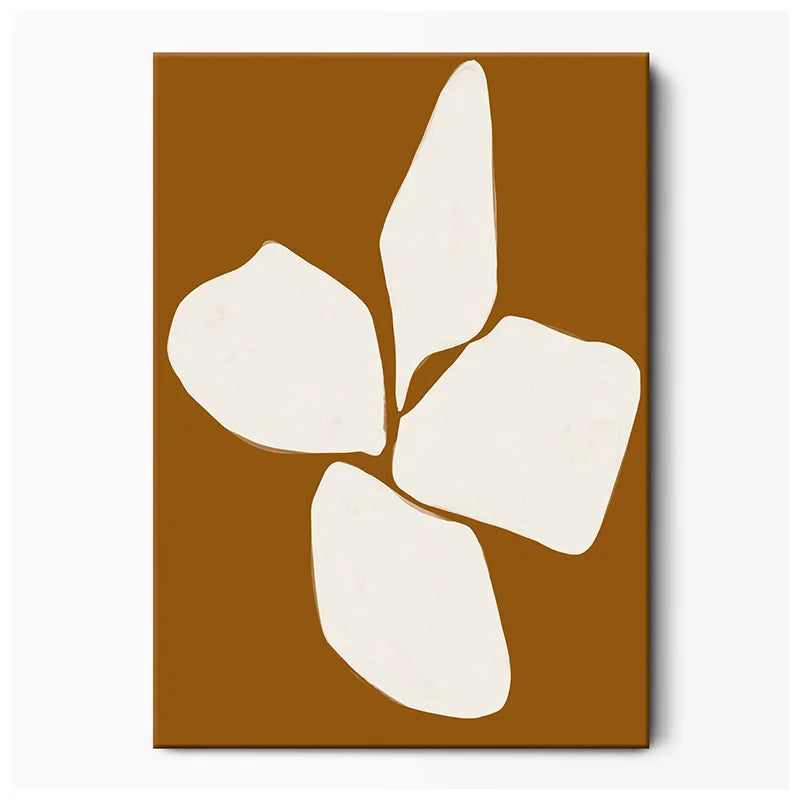 White flower silhouette on a brown background