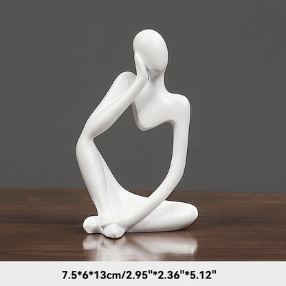 Abstract Thinker Figurines Resin Statue Sculptured Ornamental Characters For Living Room Coffee Table Mantelpiece Art Nordic Home Decor