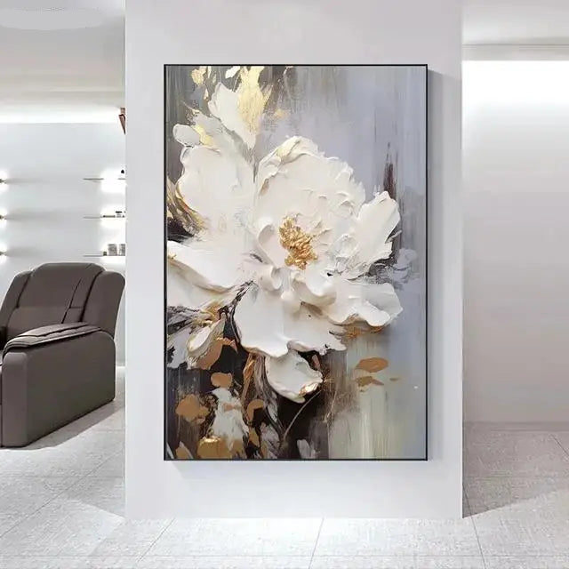 Big White Floral Wall Art Fine Art Canvas Prints Modern Botany Pictures For Living Room Dining Room Entrance Hallway Wall Decoration