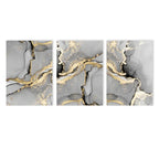 Set of 3Pcs Chic Golden Grey Marble Print Wall Art Fine Art Canvas Prints Trendy Abstract Pictures For Modern Apartment Living Room Bedroom Art Decor