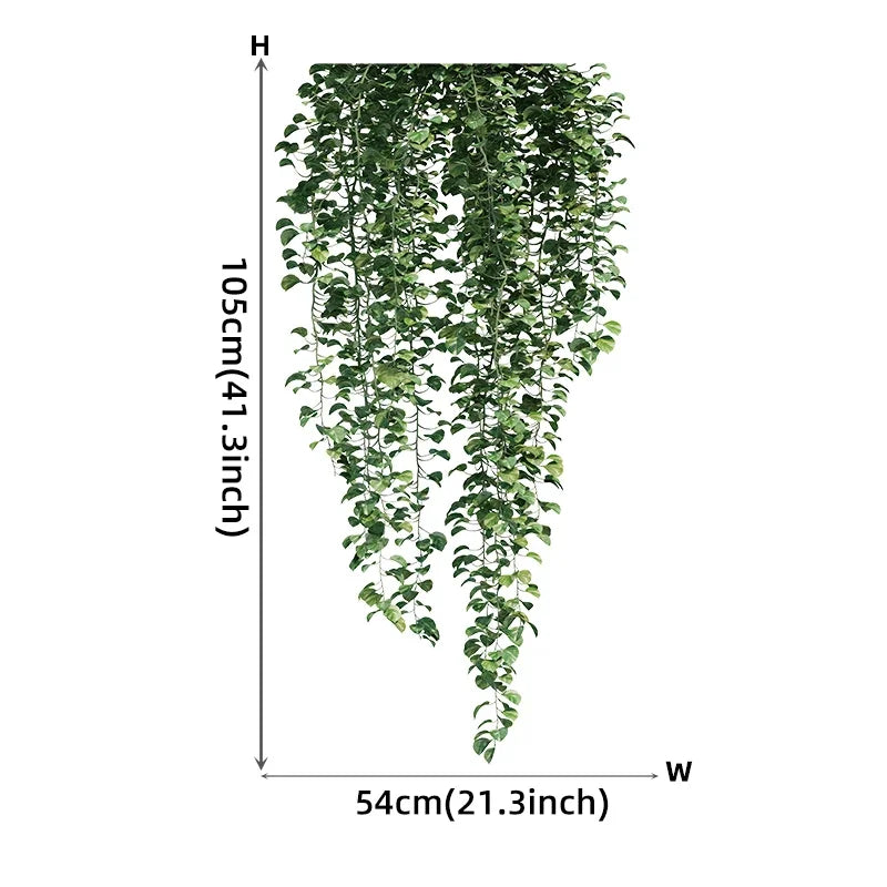 Realistic Green Vines Wall Decal 54x105cm Green Leaves Wall Sticker Removable Peel and Stick PVC Vinyl Wall Mural For Creative DIY Home Decor