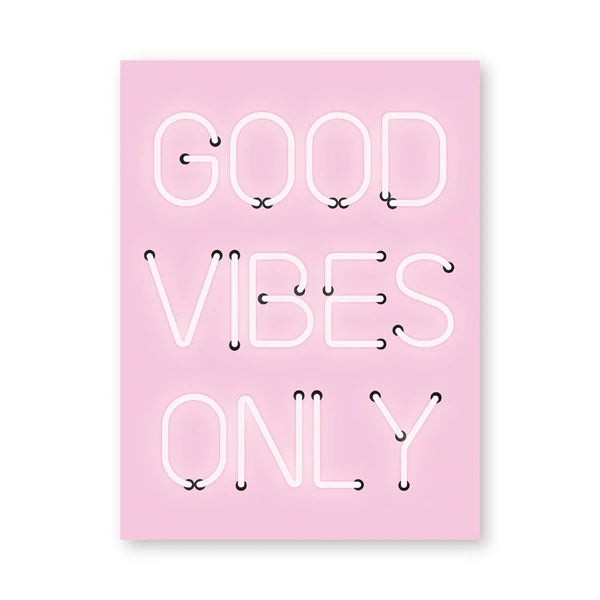 Good Vibes Only Neon Pink Poster Wall Art Fine Art Canvas Prints Positivity Picture For Living Room Girl's Bedroom Salon Art Decor