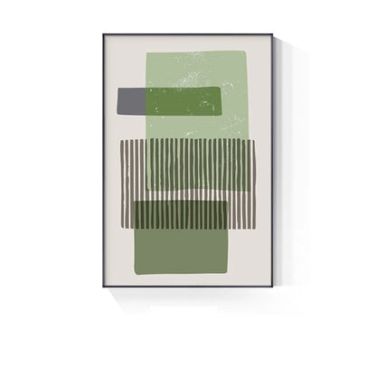 Abstract Green Geometric Line Art Wall Art Fine Art Canvas Prints Pictures For Modern Apartment Living Room Home Office Art Decor