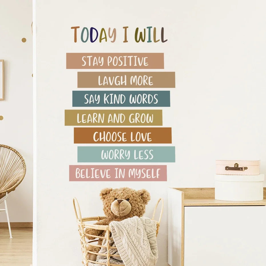Kids’ Inspirational Affirmations Wall Stickers – Removable Peel & Stick Vinyl Wall Decals for Kid's Bedroom Decor
