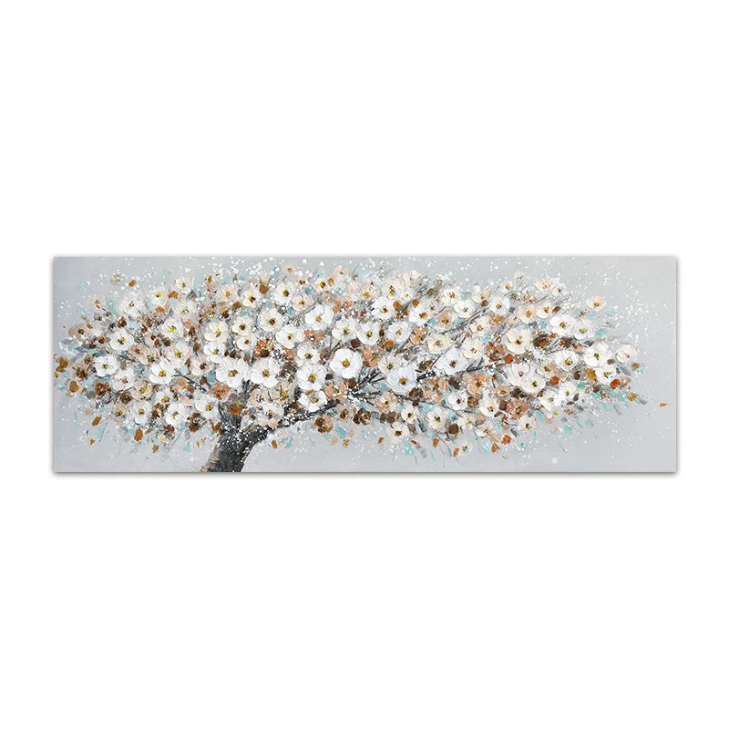 * Featured Sale * Blooming White Floral Petal Tree Wall Art Fine Art Canvas Print Wide Format Picture For Above The Sofa Above The Bed