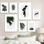 Minimalist Green Leaves Modern Botanical Specimen Wall art Fine Art Canvas Prints Gallery Wall Pictures For Living Room Dining Room Art Decor