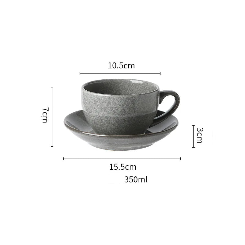 Vintage Handcrafted Ceramic Coffee/Tea Cup & Saucer – Rustic Artisan Latte Mugs for Modern Café‑Style Kitchen Décor