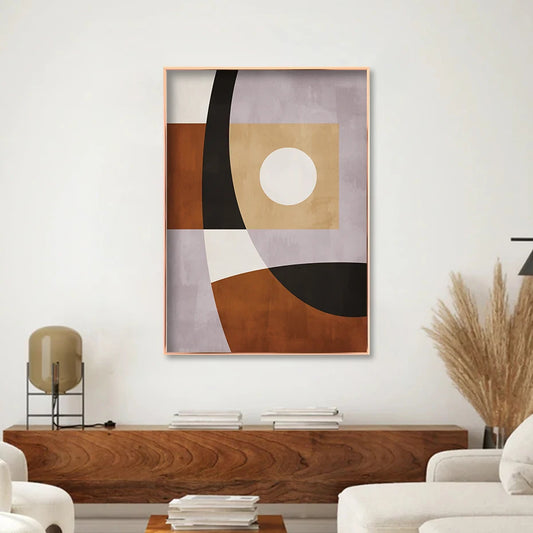 Modern Color Block Geometric Abstract Wall Art Fine Art Canvas Print Neutral Colors Picture For Living Room Dining Room Bedroom Art Decor