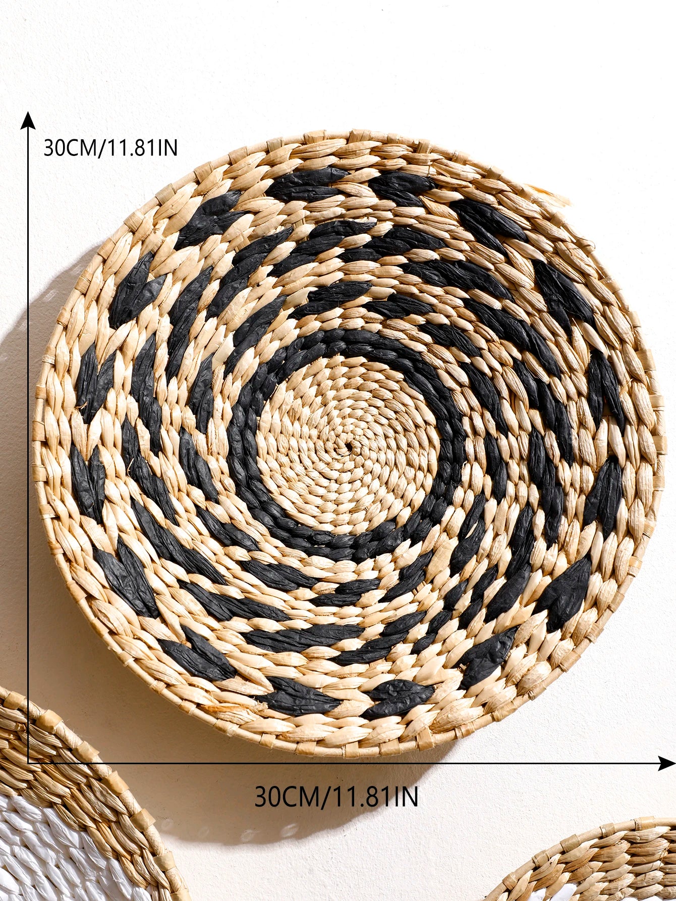 Rustic Nordic Farmhouse Handmade Wicker Weave Discs Wall Hanging Decorations Table Mats For Kitchen Living Room Coffee Table Dining Room Home Decor