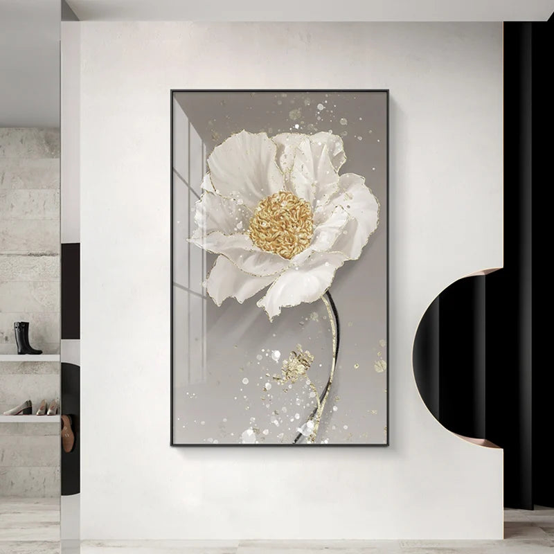 Modern Abstract Paint Splash Floral Wall Art Fine Art Canvas Prints Posters Elegant Botanical Pictures For Living Room Decor