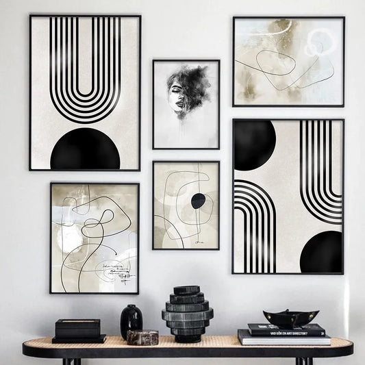 Modern Abstract Geometric Line Art Wall Art Fine Art Canvas Prints Nordic Gallery Wall Pictures For Living Room Bedroom Dining Room Art Decor
