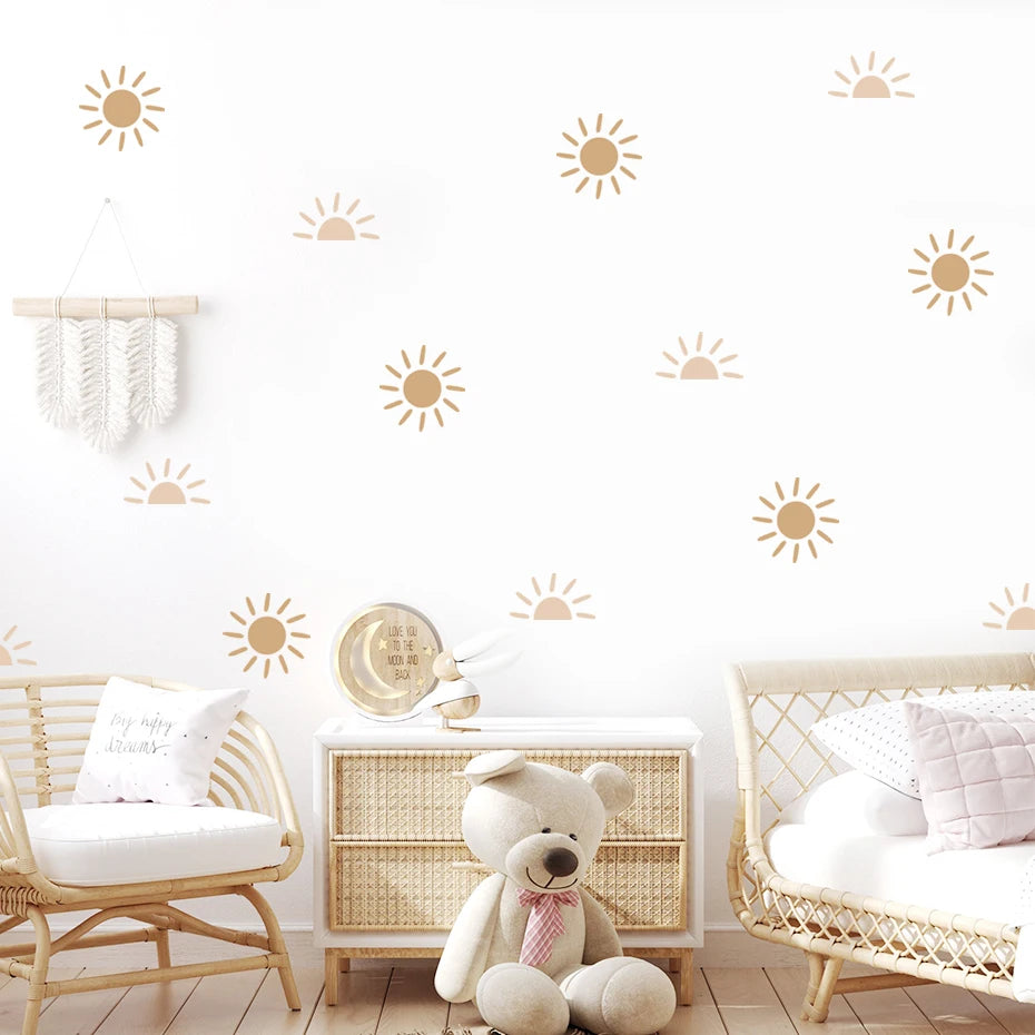 Sun Rising Cute Nordic Wall Decals For Children's Nursery Room Removable Peel & Stick Wall Stickers For Creative DIY Kid's Room Wall Decor