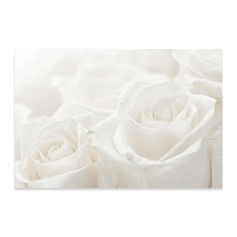 Minimalist White Floral Dahlia Rose Wall Art Fine Art Canvas Prints Pictures of Calm For Living Room Bedroom Modern Home Art Decor