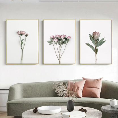 Minimalist Pink Floral Botanical Wall Art Fine Art Canvas Prints Posters Elegant Pictures For Nordic Living Room Dining Room Bedroom Art Decor