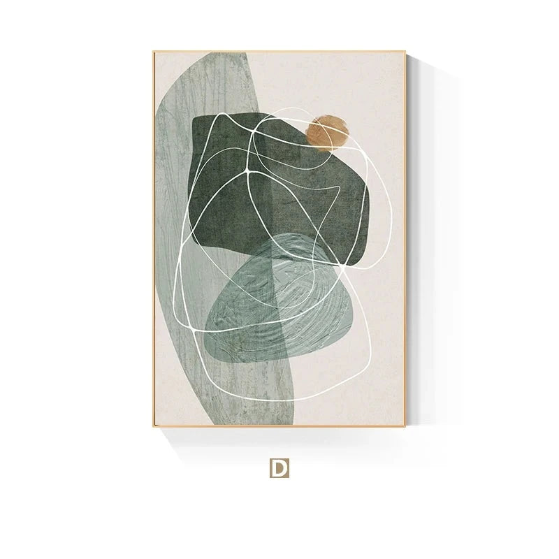 Scandinavian Abstract Shape Line &  Form Wall Art Fine Art Canvas Prints Neutral Color Scheme Pictures For Modern Living Room Decor