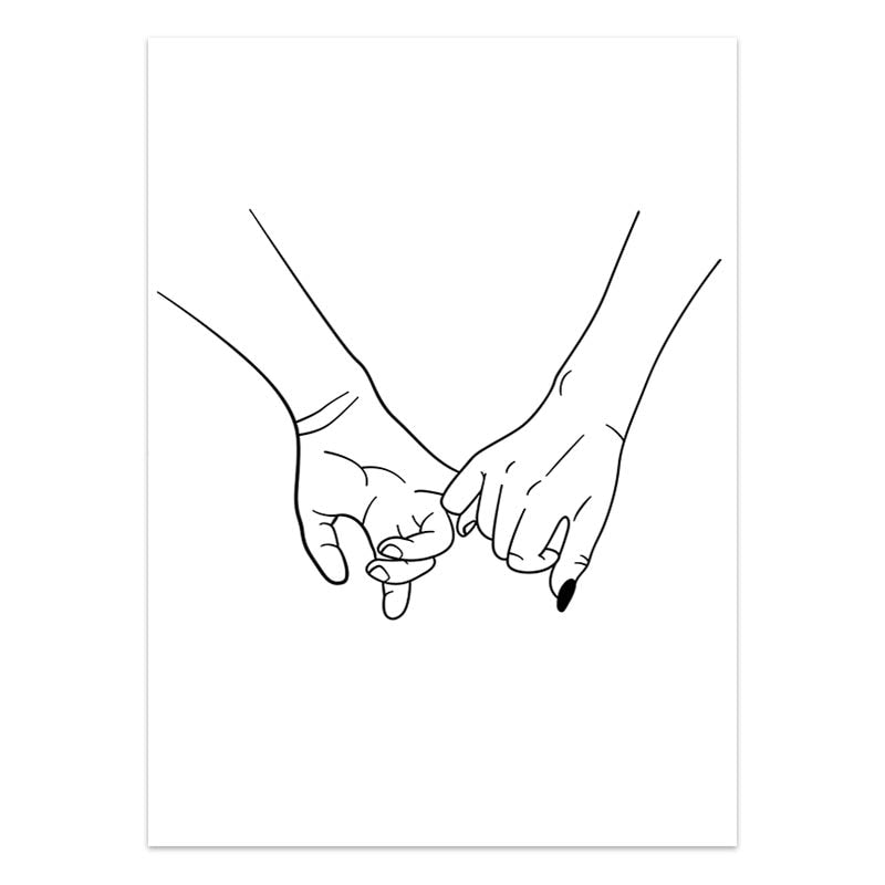 Funny romantic stick couple holding hands, minimal line art drawing, couple  in love art print Poster by Creative Modern Art