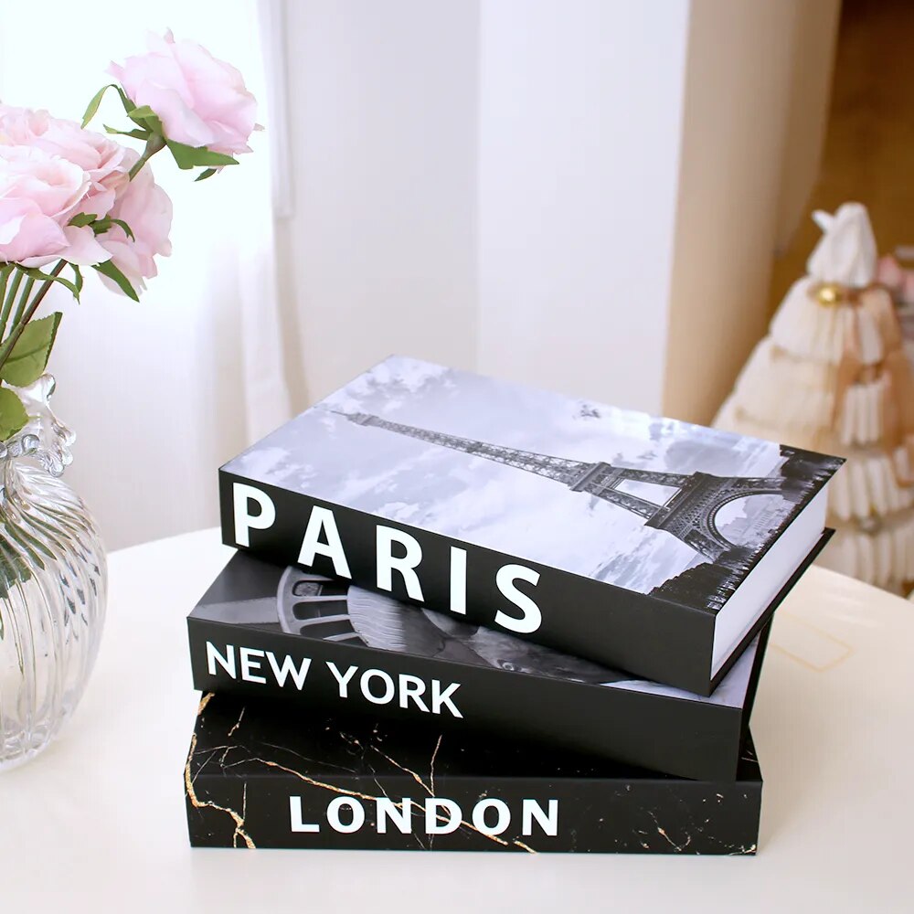London Paris Tokyo New York Fashion Faux Books Coffee Table Decor Book Boxes Storage Ornamental Decoration For Modern Home Decor