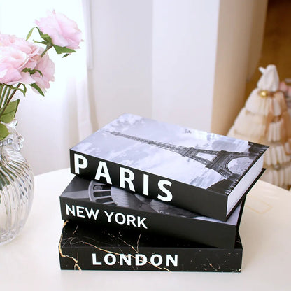 London Paris Tokyo New York Fashion Faux Books Coffee Table Decor Book Boxes Storage Ornamental Decoration For Modern Home Decor