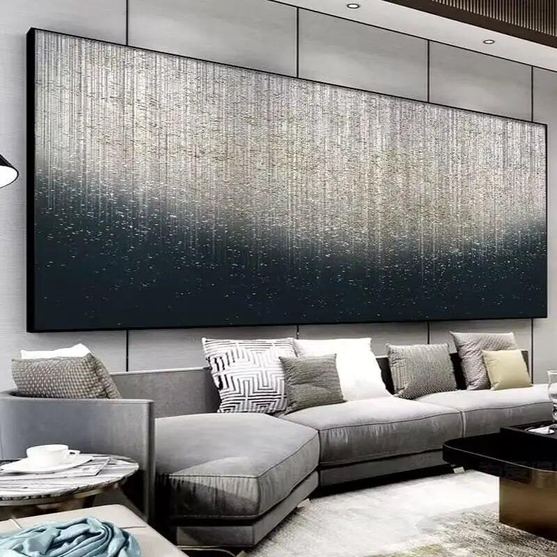 * Hand Painted * Large Format Abstract Minimalist Black White Textured Oil Painting For Urban Apartment Living Room Contemporary Home Office Decor - Hand Painted Oil Painting On Canvas (Unframed)