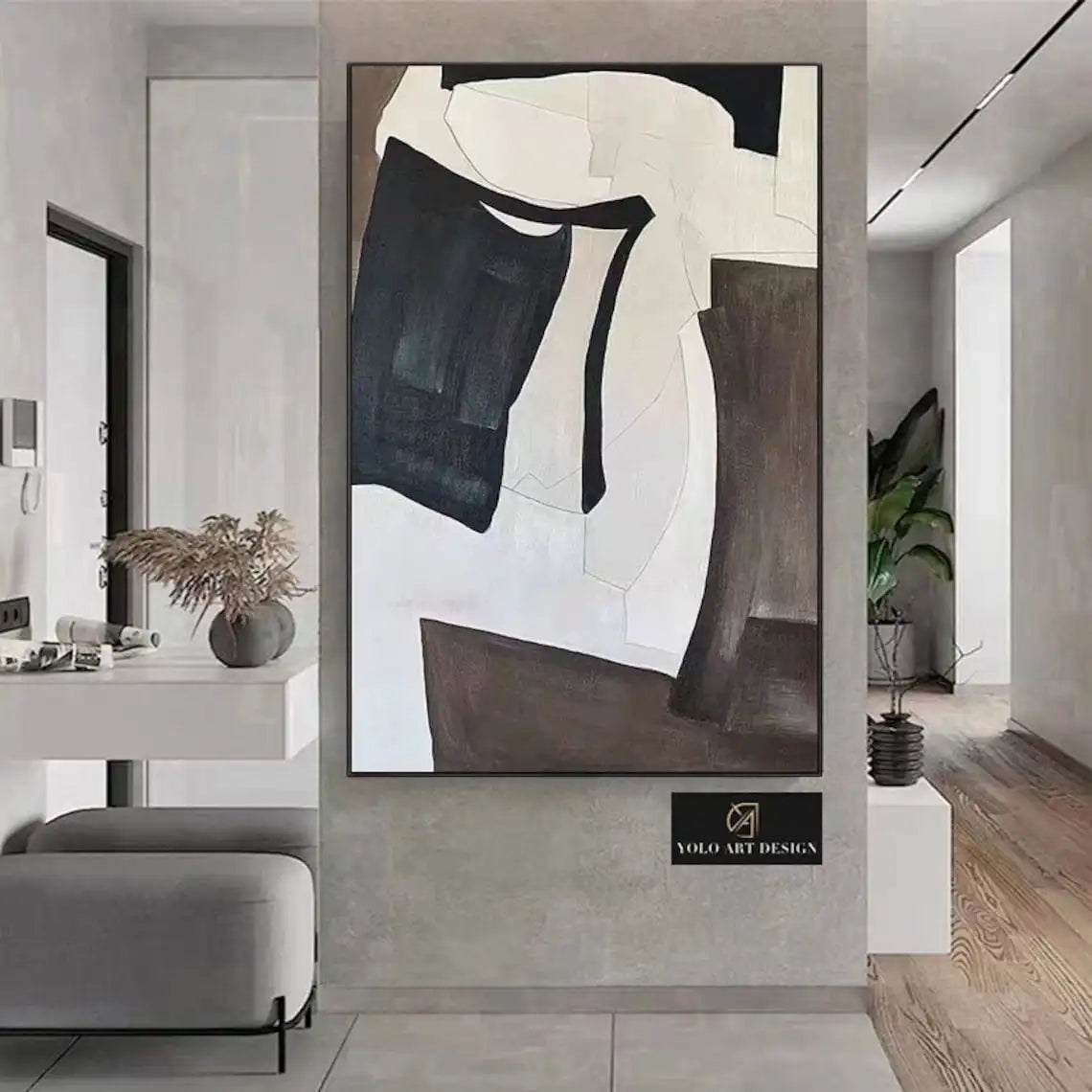 Modern Abstract Neutral Tones Color Block Wall Art Fine Art Canvas Prints Pictures For Living Room Entrance Hall Home Office Art Decor