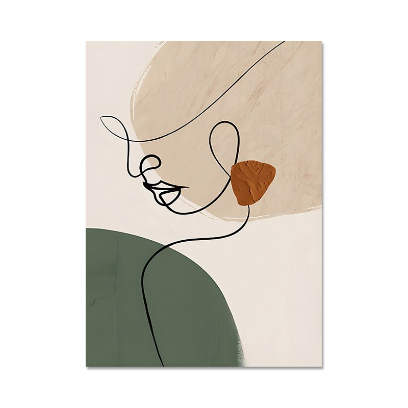 Abstract Beige Terracotta Portrait Line Art Wall Art Fine Art Canvas Prints For Modern Apartment Living Room Dining Room Home Office Decor