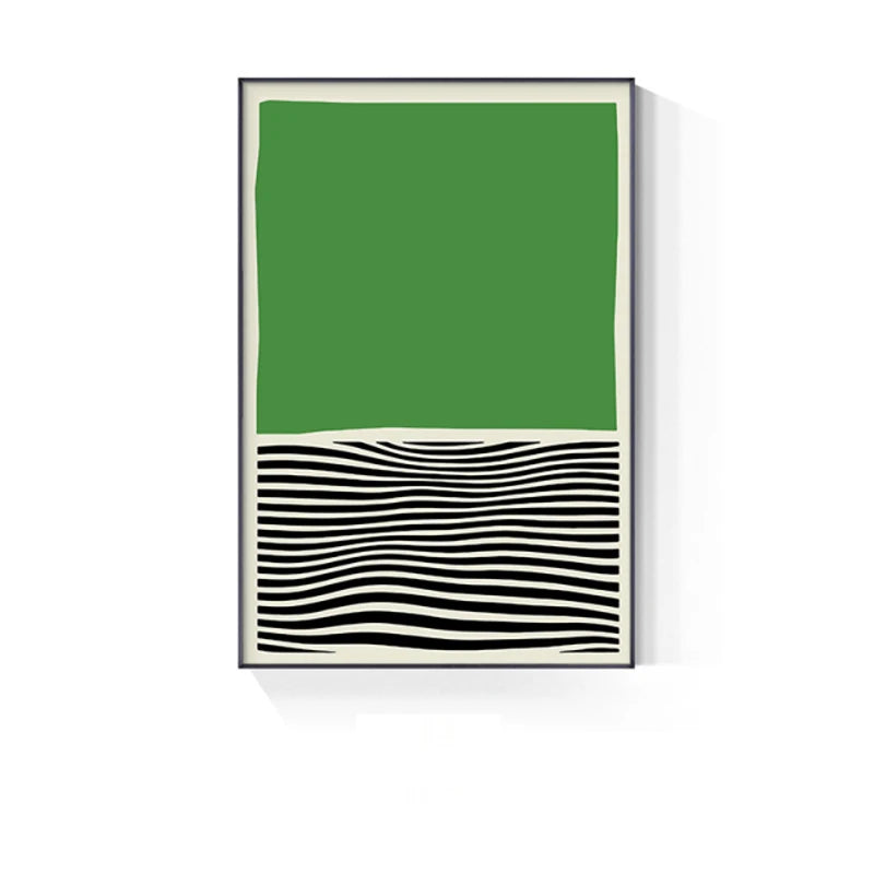 Abstract Green Geometric Line Art Wall Art Fine Art Canvas Prints Pictures For Modern Apartment Living Room Home Office Art Decor