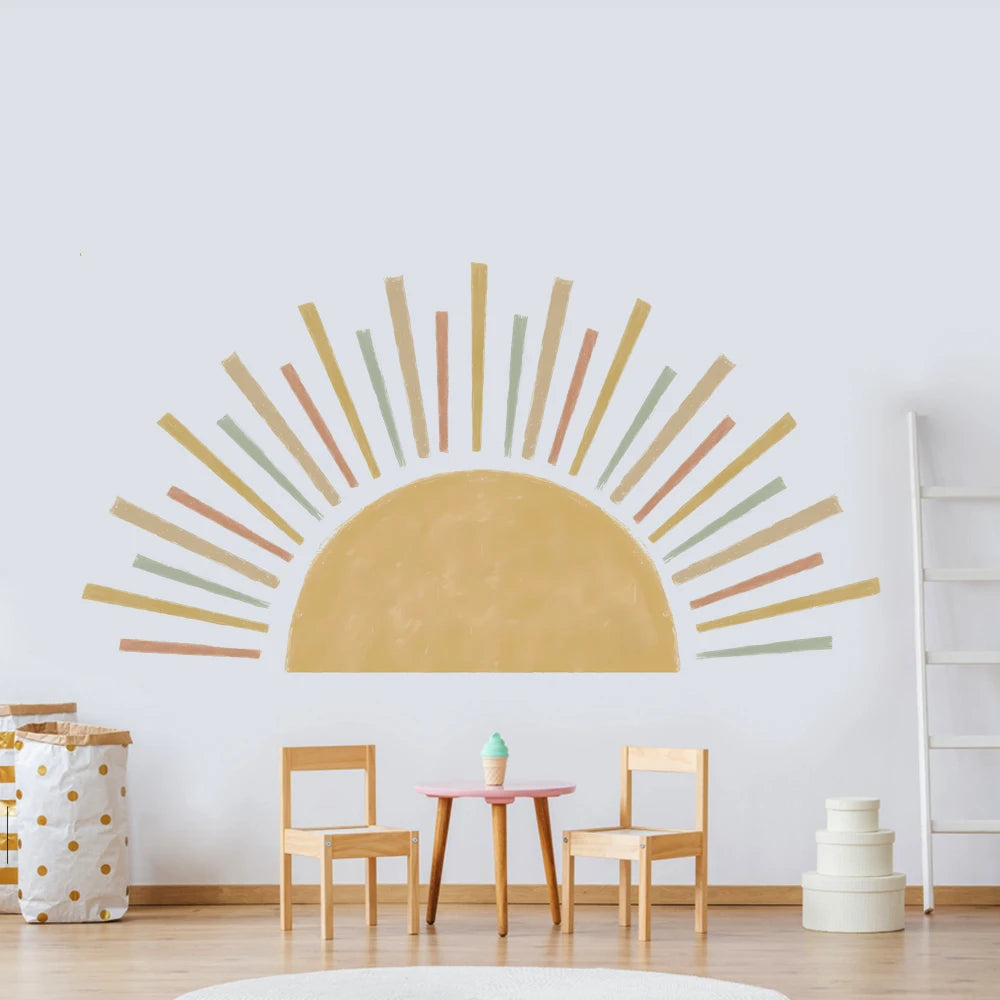 Big Sun Wall Sticker For Children's Room Removable Vinyl Wall Decal For Kid's Playroom Creative Colorful Nordic Nursery DIY Home Decor